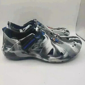 Skechers Boy Black White Breathable Hook & Loop SlipOn Cali Gear Foam Sandal sz2